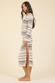Plunge Woven Midi Dress Vintage Havana