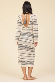 Plunge Woven Midi Dress Vintage Havana