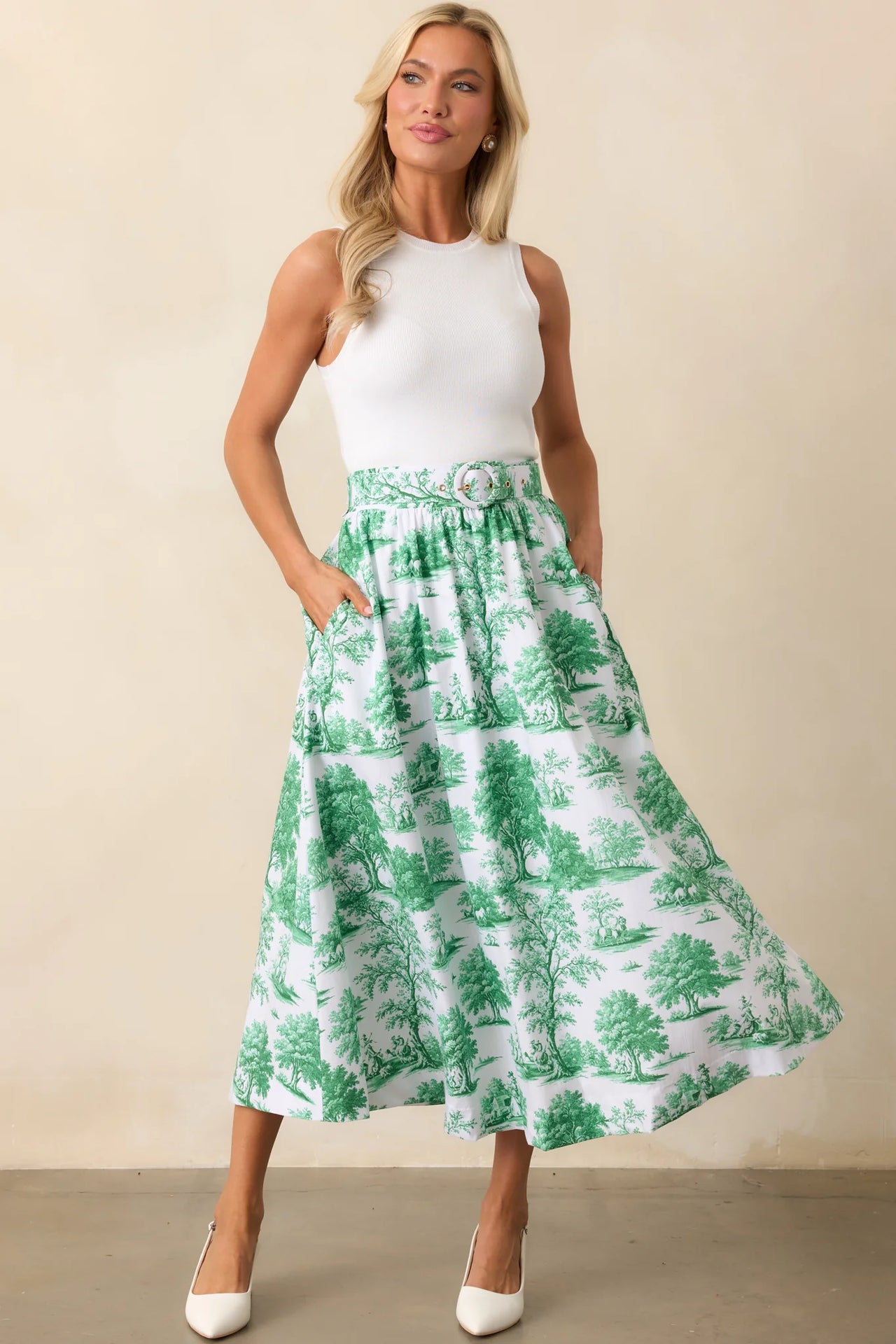 Thena Belted Midi Skirt