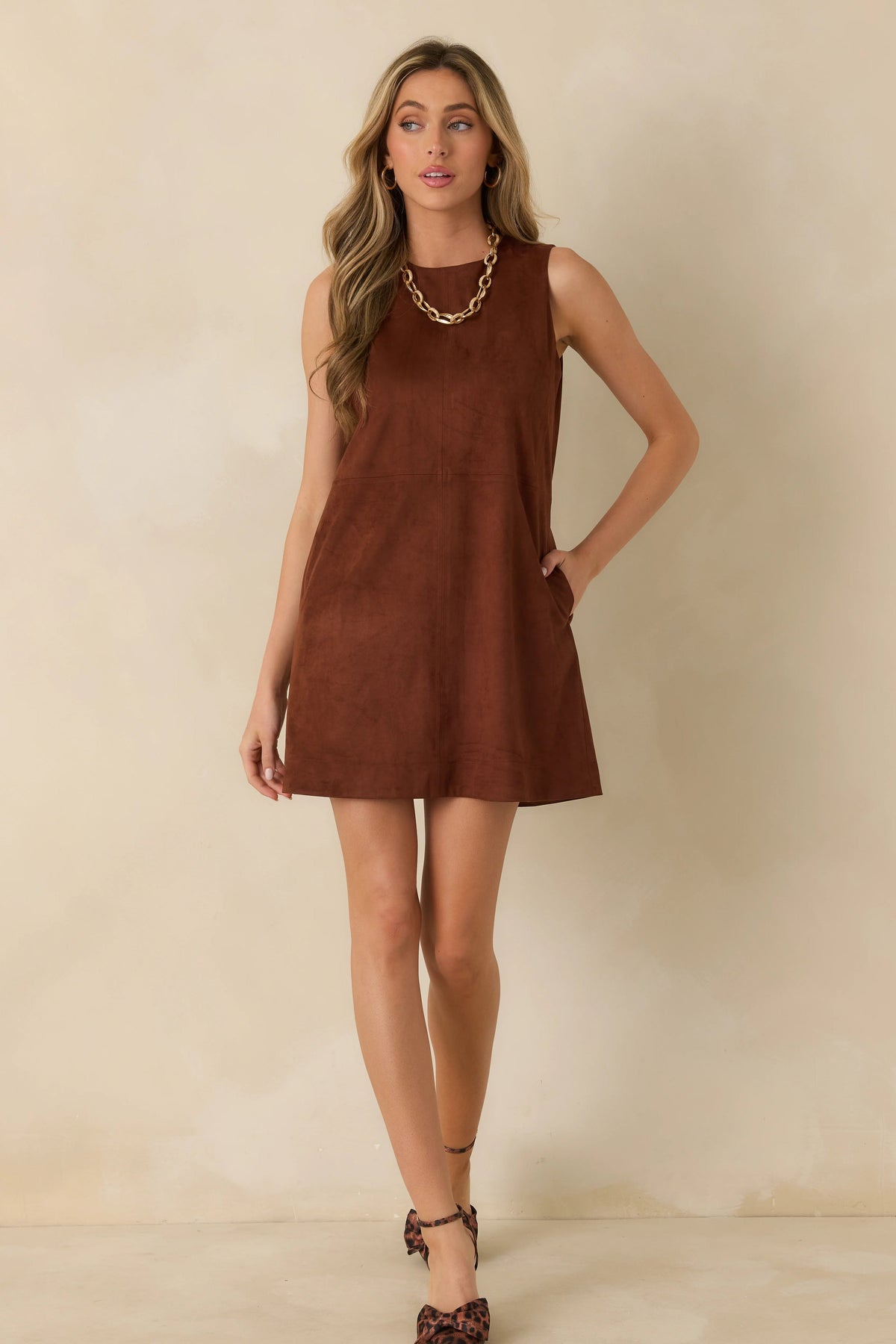 Savoy Vegan Suede Shift Dress Prosperina