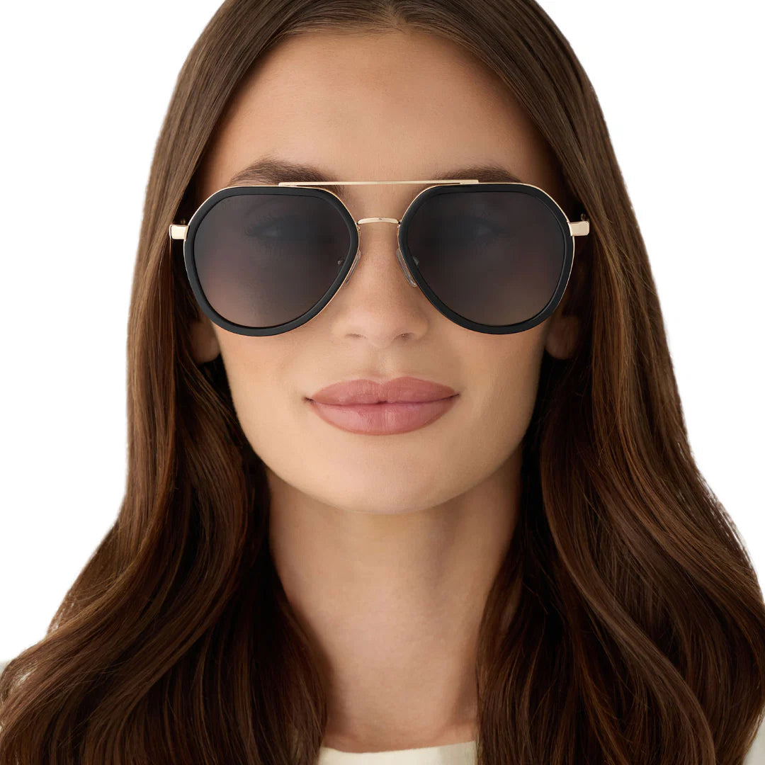 Joey Round Sunglasses in Black Gold Metal | Diff Eyewear Diff Eyewear