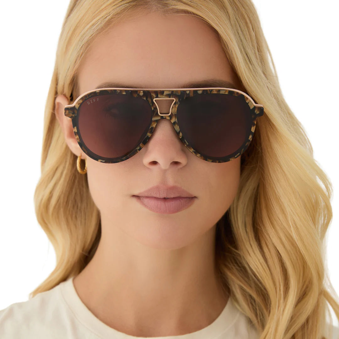 Tosca III Sunglasses in Glitter Tortoise Brown | Diff Eyewear Diff Eyewear