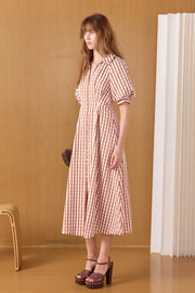 Gingham Check Midi Dress English Factory