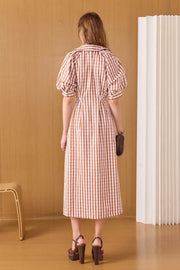 Gingham Check Midi Dress English Factory