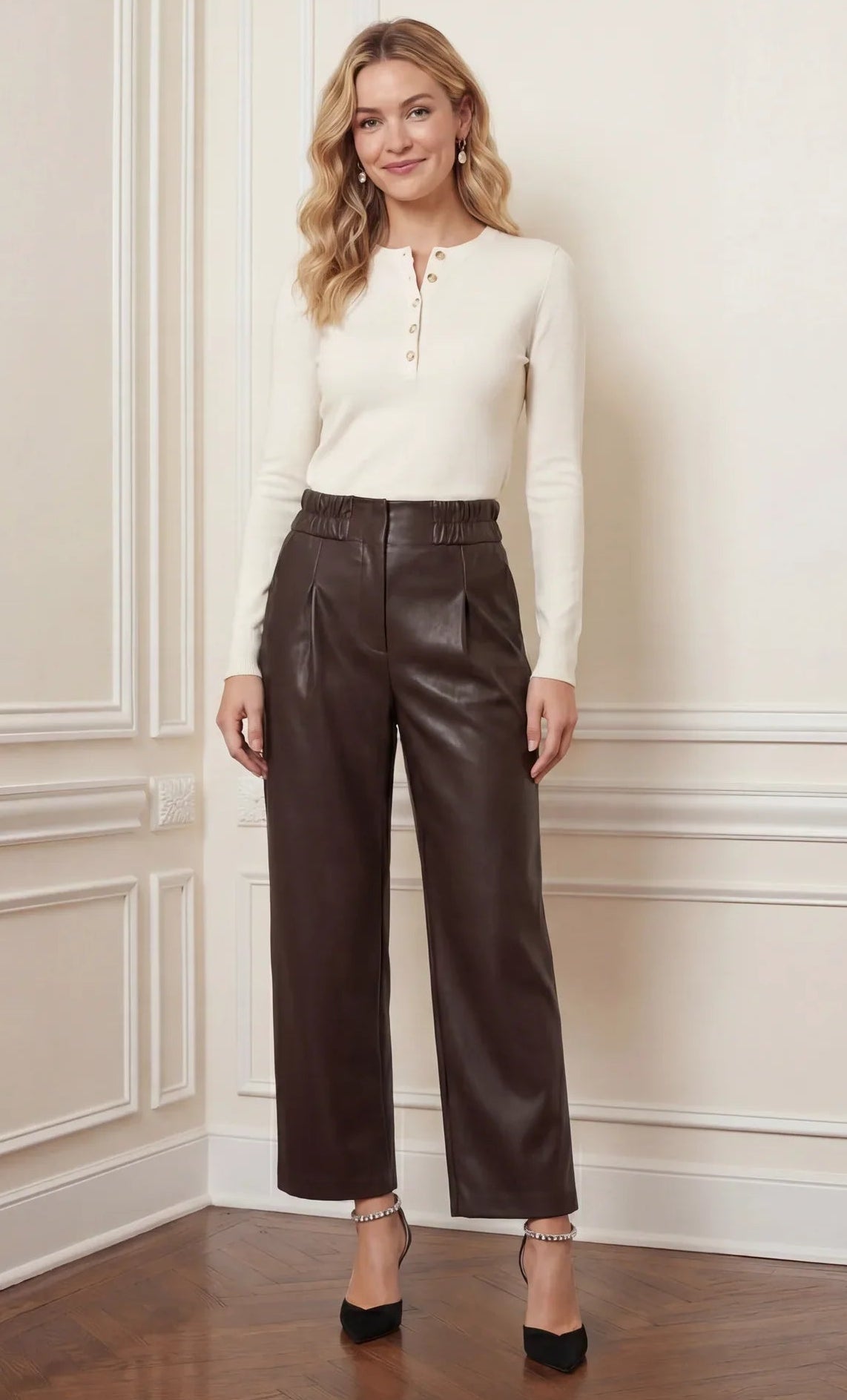 Emma Pull-On Faux Leather Pant Bishop + Young