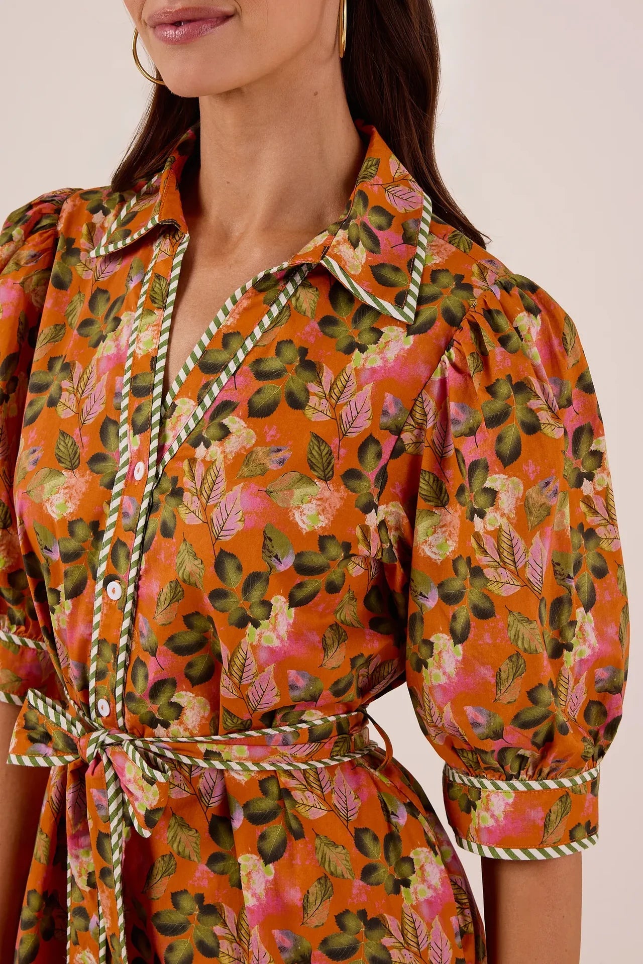 Katrina Puff Sleeve Print Midi Dress THML