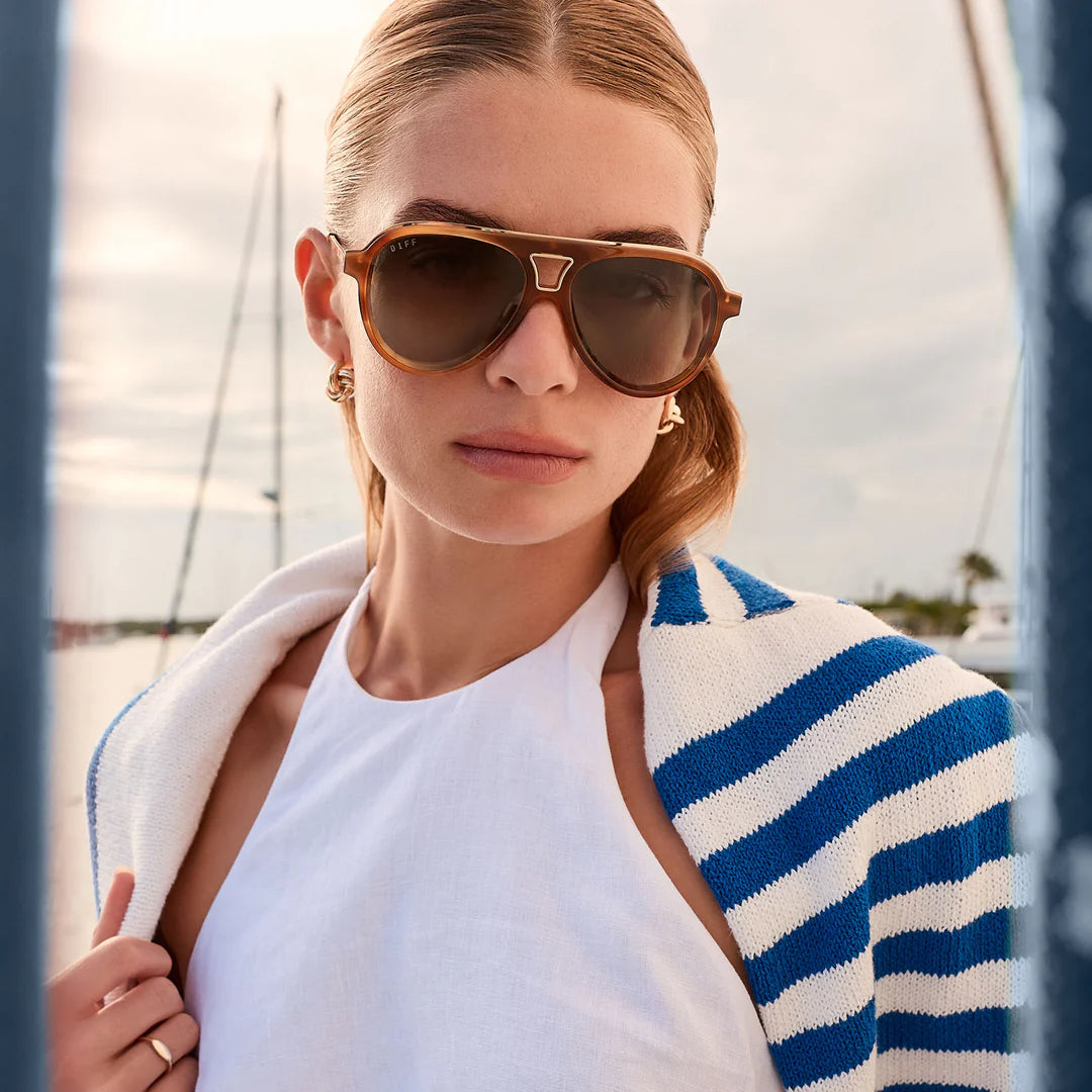 Tosca III Aviator Sunglasses in Tawny Tortoise Brown Gradient | Diff Eyewear Diff Eyewear