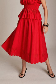 EMBROIDERY HIGH WAIST MIDI SKIRT English Factory
