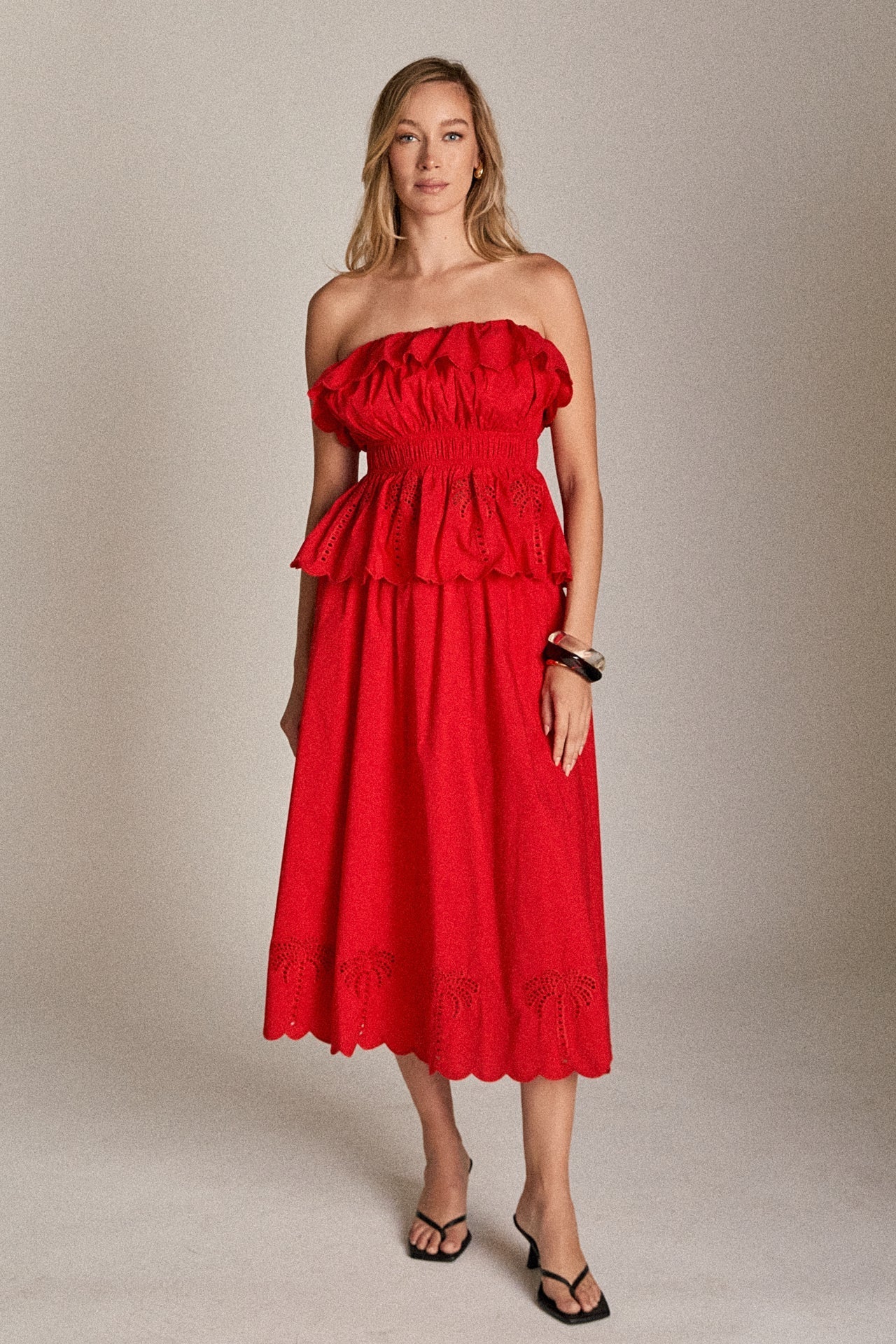 EMBROIDERY HIGH WAIST MIDI SKIRT English Factory