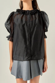 Ruffled Short Sleeves Blouse English Factory