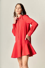 Collar Flare Skirt Dress English Factory