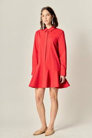 Collar Flare Skirt Dress English Factory