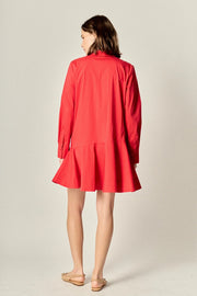 Collar Flare Skirt Dress English Factory
