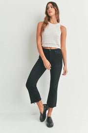 The Frayed Crop Flare Jeans Just Black Denim