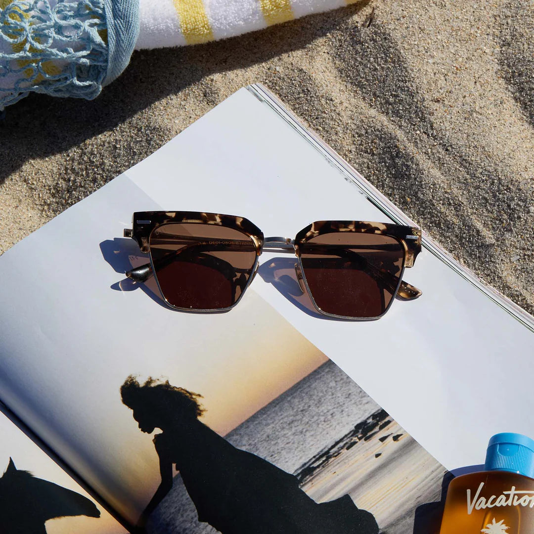 Capri Rectangle Sunglasses in Espresso Tortoise Brown | Diff Eyewear Diff Eyewear