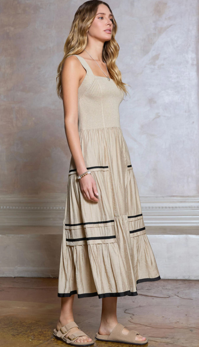 Knit Top Dress with Woven Skirt Current Air