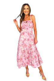 PRINT COTTON POPLIN TIE FRONT DRESS Fate