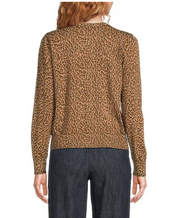 Leopard Print Crew Neck Long Sleeve Button Front Cardigan Current Air