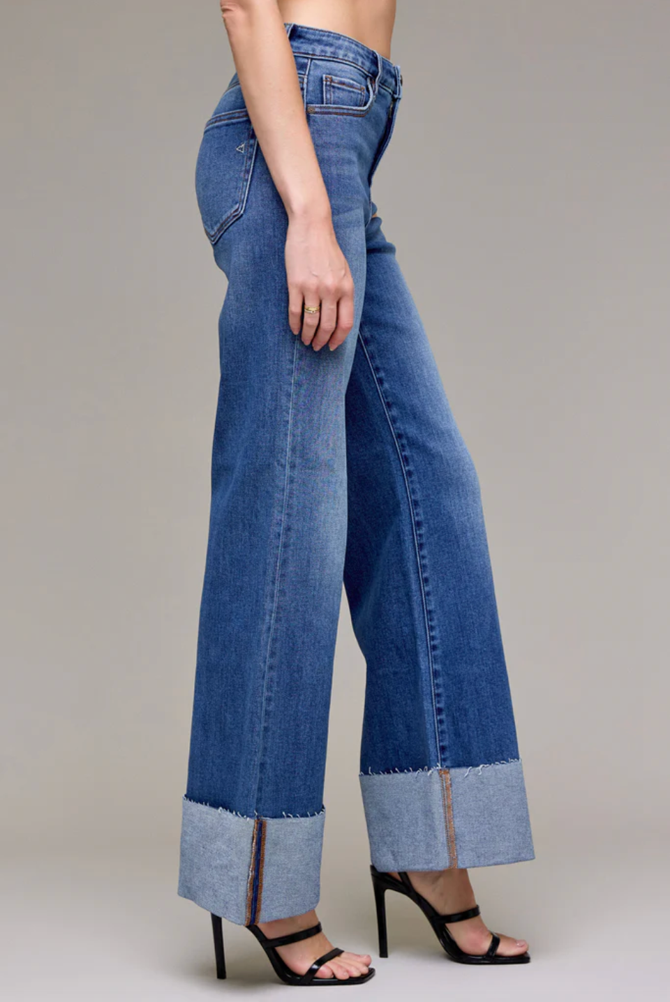 Happi Clean Cuffed High Rise Jeans Hidden Jeans