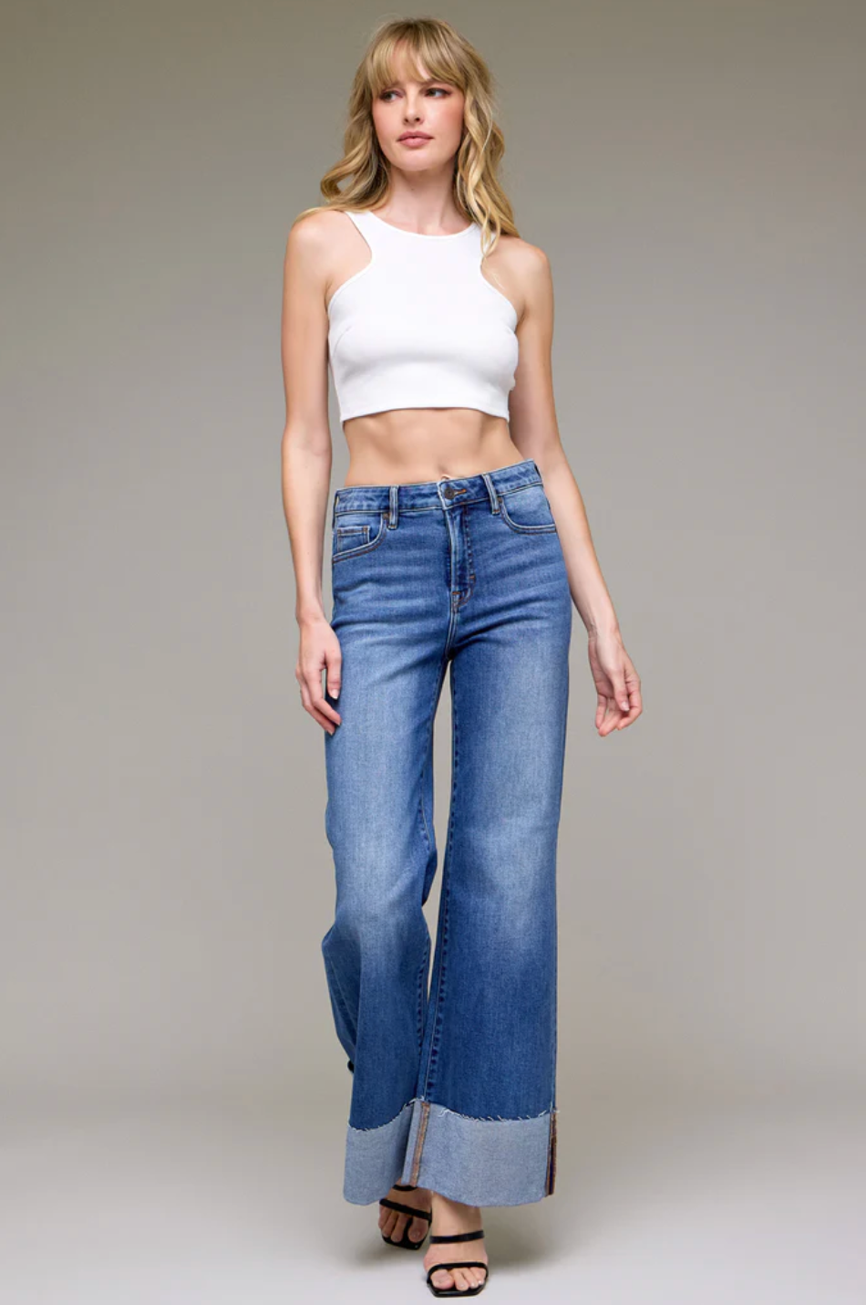 Happi Clean Cuffed High Rise Jeans Hidden Jeans