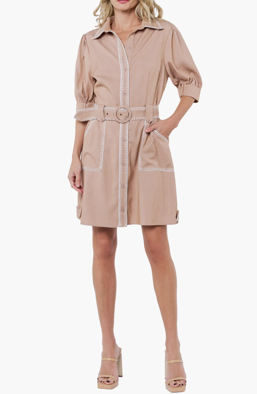 Gelso Whipstitch Detail Shirtdress Ciebon