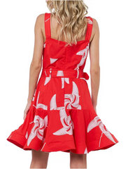 Alivia Pinwheel Embroidered Square Neck Sleeveless Flared Hem A-Line Mini Dress Shop Expeditions