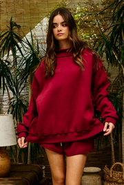 Solid Reversible Mock Neck Sweatshirt Top Bucketlist Inc.