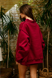 Solid Reversible Mock Neck Sweatshirt Top Bucketlist Inc.