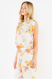 Sleeveless Bubble Floral Top THML