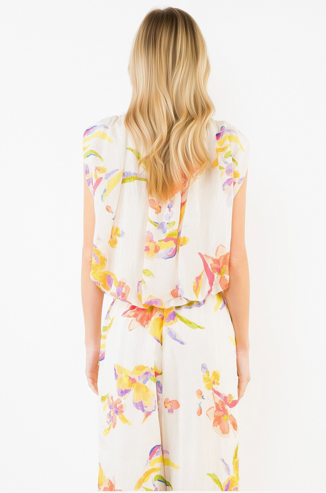 Sleeveless Bubble Floral Top THML
