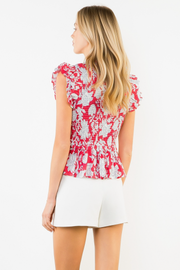 Ruffled Textured Floral Top THML