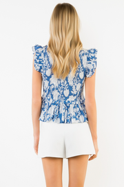 Ruffled Textured Floral Top THML
