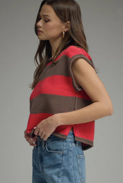 Striped Cap Sleeve Sweater Entro