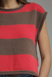Striped Cap Sleeve Sweater Entro
