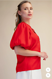 V-Neck Puff-Sleeve Romantic Top Glam