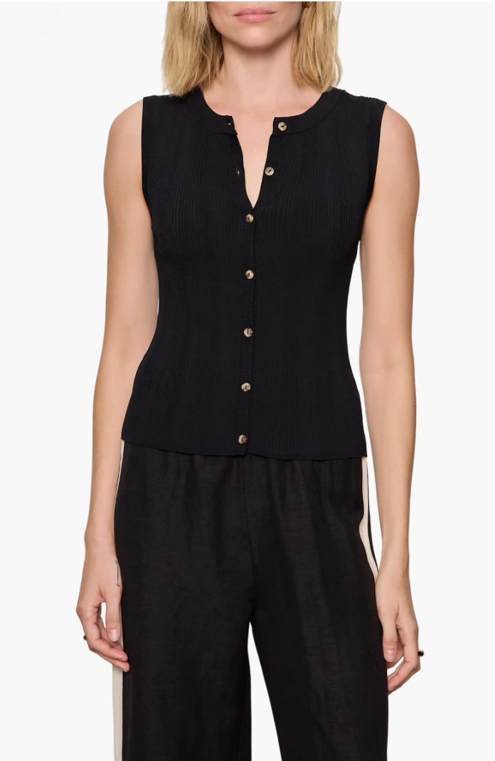 Manhattan Rib Knit Button-Up Sweater Tank Sanctuary