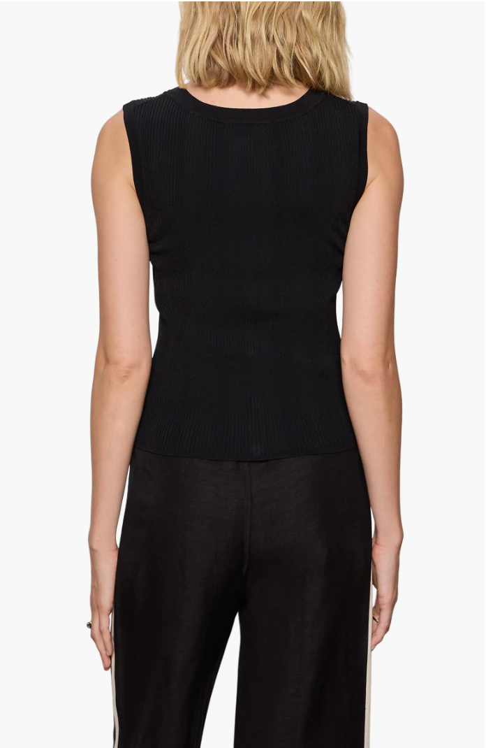 Manhattan Rib Knit Button-Up Sweater Tank Sanctuary