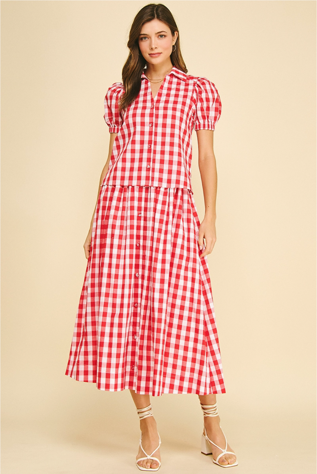 Gingham Midi Skirt Pinch