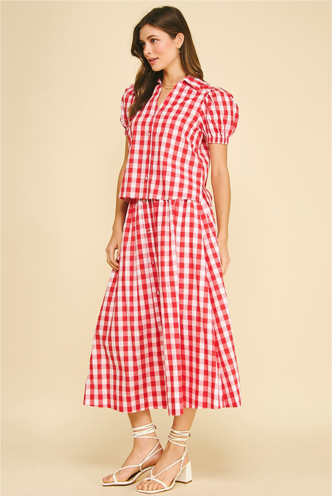 Gingham Midi Skirt Pinch