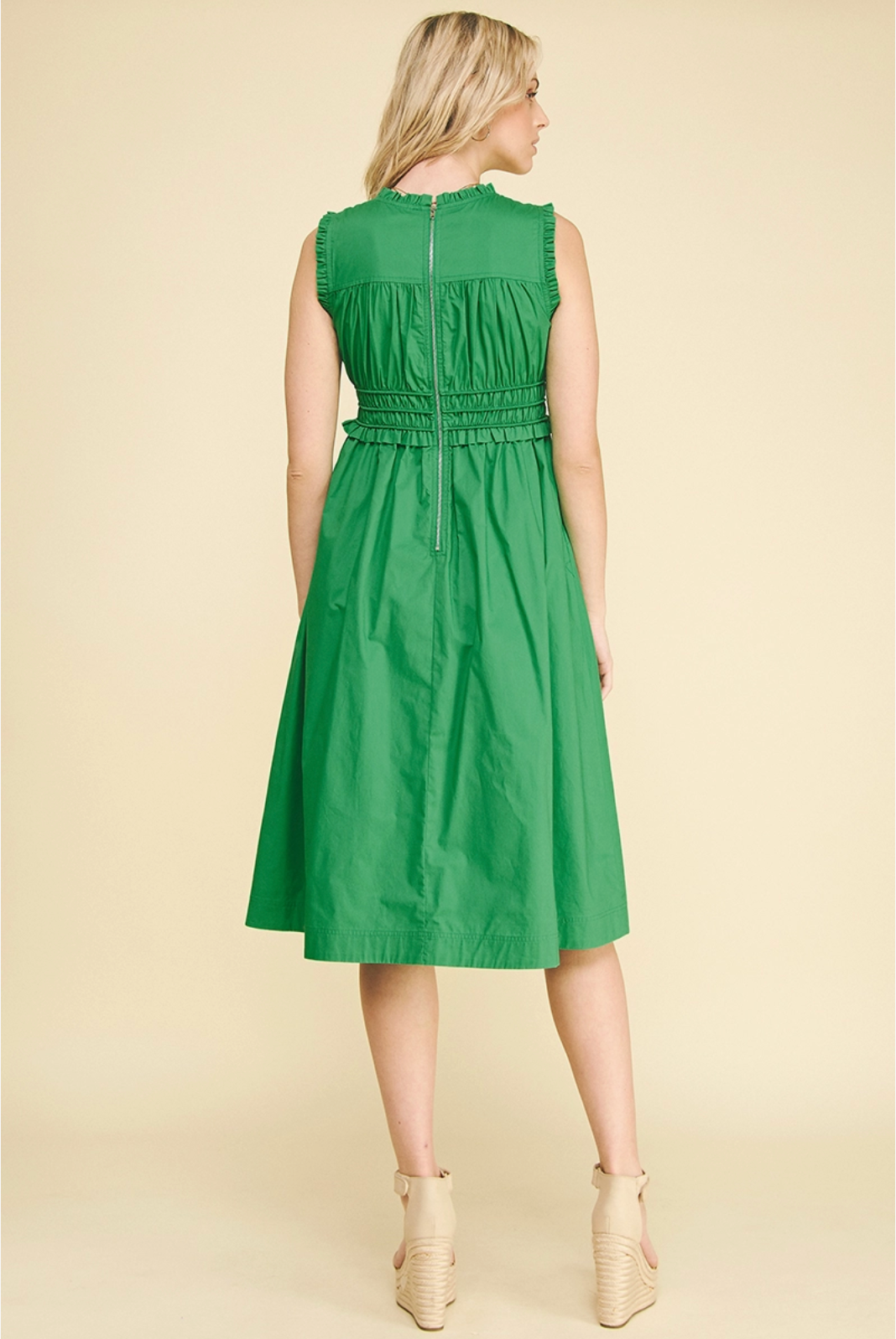Smocking Detailed Midi Dress Pinch
