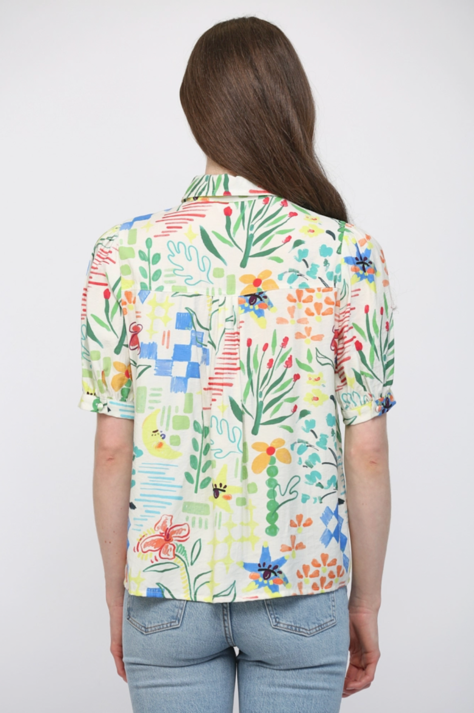 Button Front Short Sleeve Collared Shirt Fate