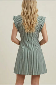Stripe Cap Sleeve Button Down Mini Dress Pinch