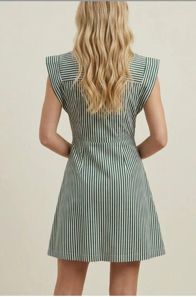 Stripe Cap Sleeve Button Down Mini Dress Pinch