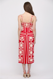 Sleeveless Fitted Bodice Gathered Waist Midi Dress Fate