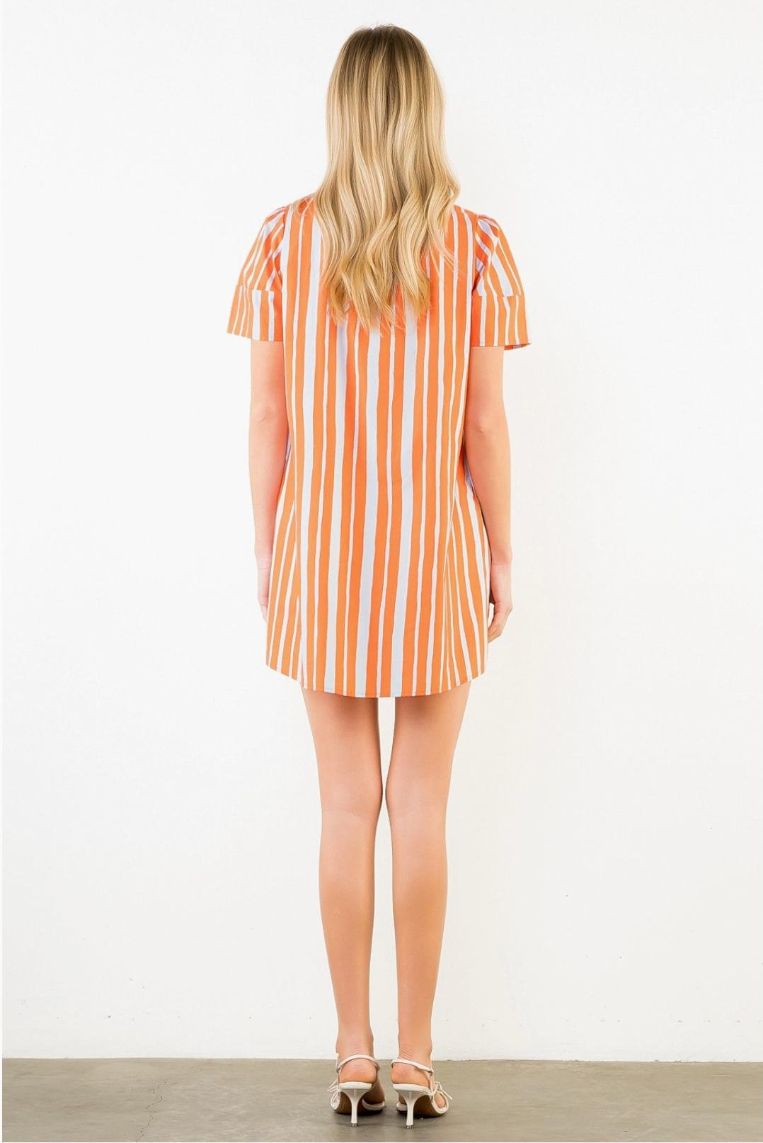 V- Neck Button Front Multi Colored Dress THML