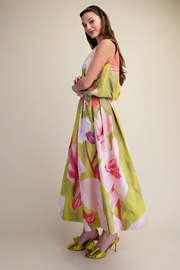 Floral Bubble Top Sleeveless Round Neck Glam