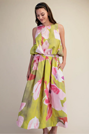 Floral Skirt - Pleated Flare Midi Glam