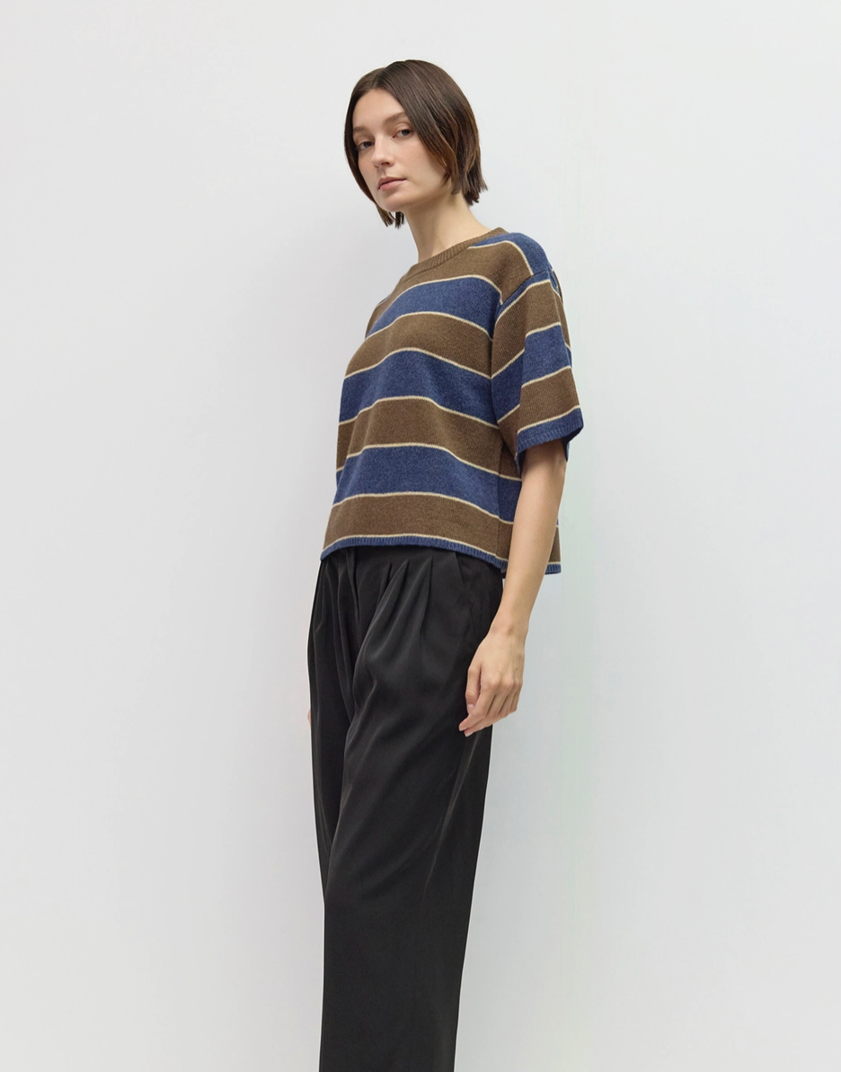 Striped Elbow Sleeve Sweater Mod Ref