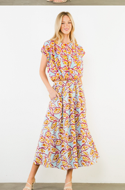 Sleeveless Pattern Top with Button Back THML