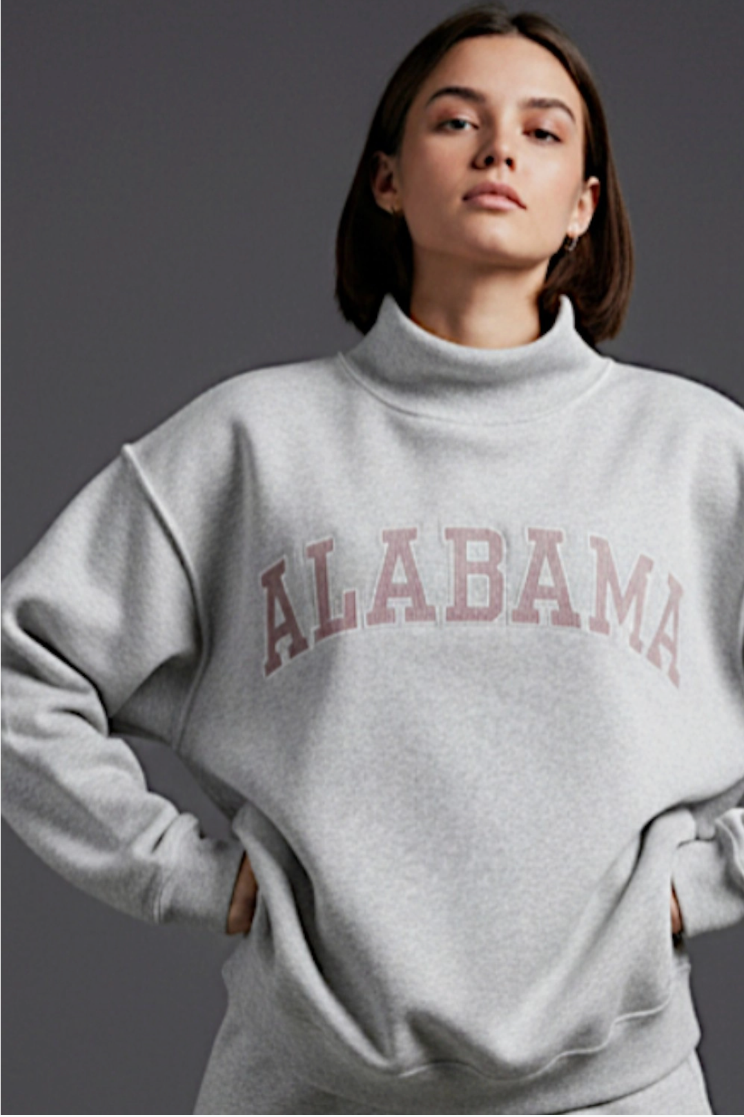 Alabama Embroidered Mock Neck Sweatshirt Bucketlist Inc.